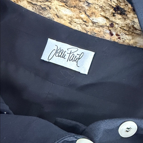 Vintage Jean Paul Black Button Front Midi Dress Sleeveless Tie Back Size M - Picture 5 of 8